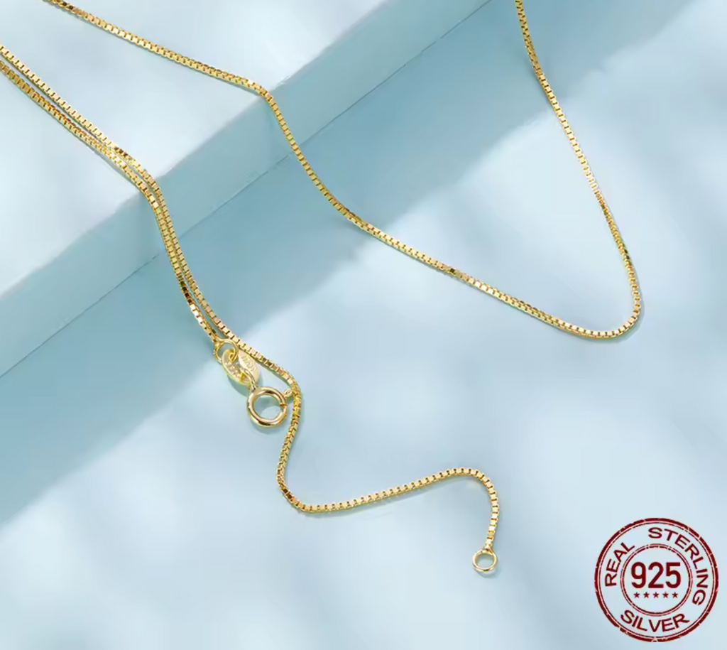 925 Sterling Silver Box Chain Necklace for Women