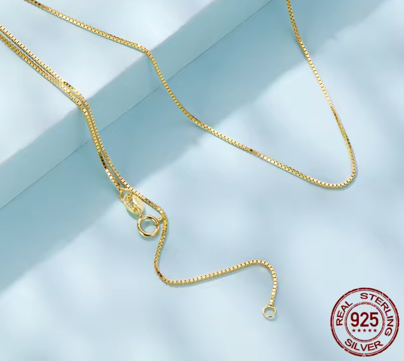 925 Sterling Silver Box Chain Necklace for Women