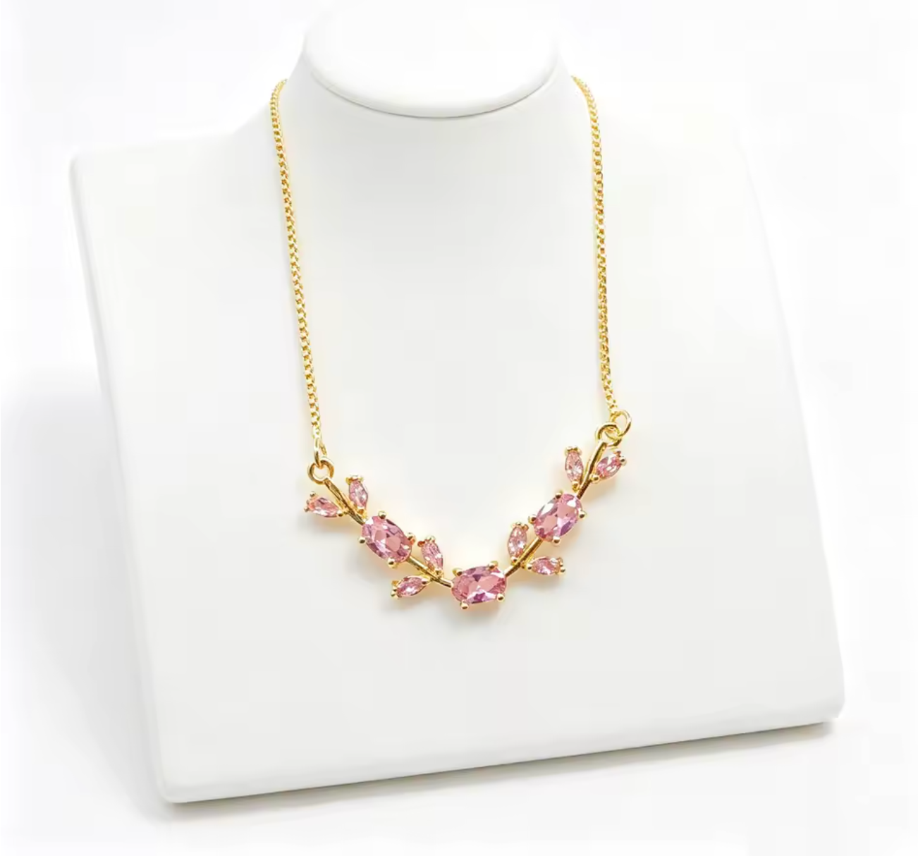 Luxury Tulip Leaf Vine Rhinestone Necklace for Women