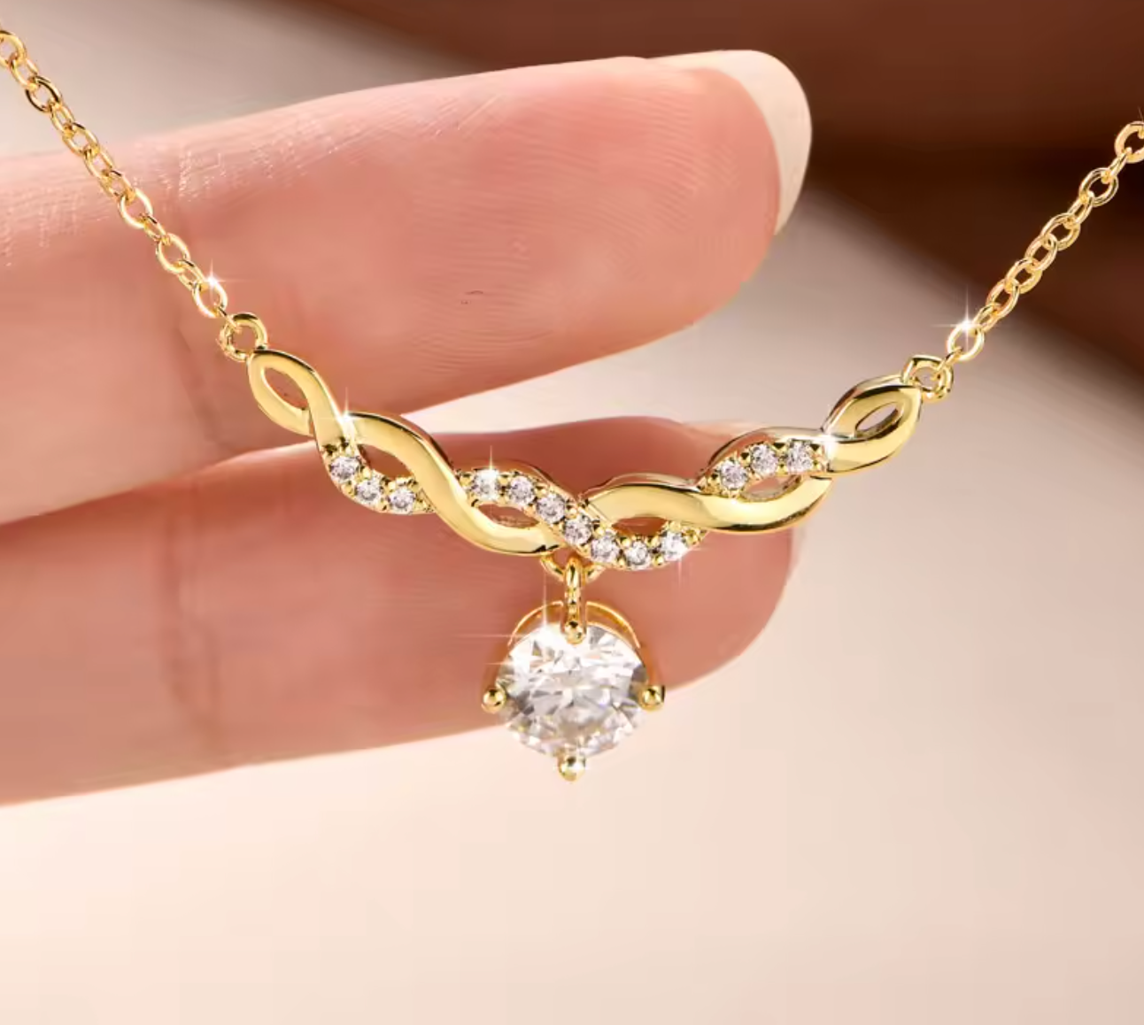1CT Moissanite Infinite Pendant Necklace