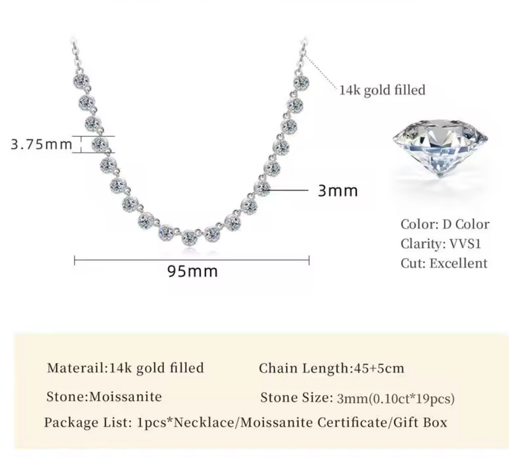 3MM Moissanite Bubble Style Choker Necklace