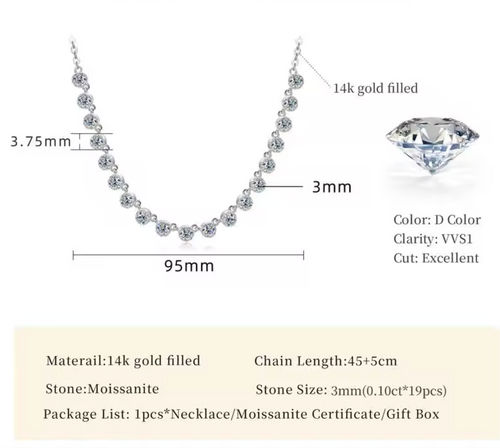 3MM Moissanite Bubble Style Choker Necklace