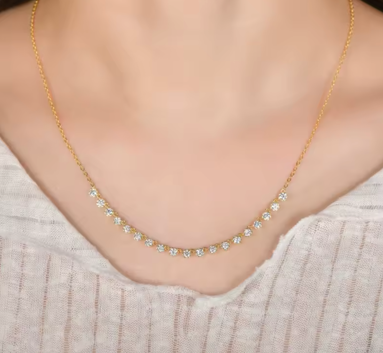 3MM Moissanite Bubble Style Choker Necklace