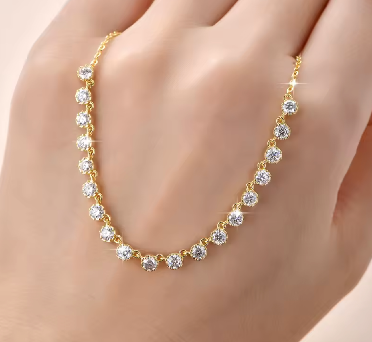 3MM Moissanite Bubble Style Choker Necklace