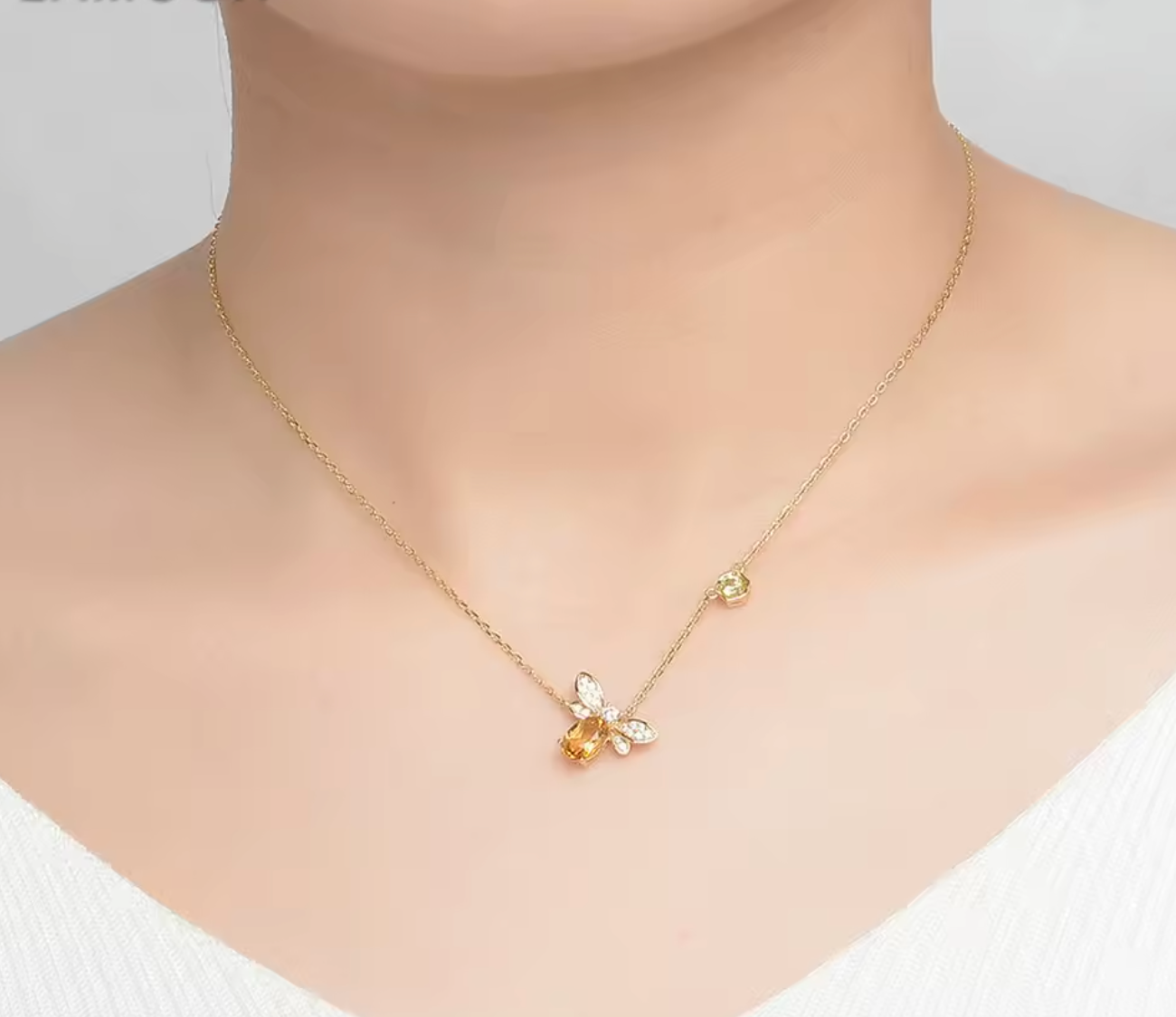 925 Sterling Silver Natural Citrine Gemstone Necklace