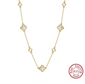 925 Sterling Silver Hollow Four Leaf Clover Necklace