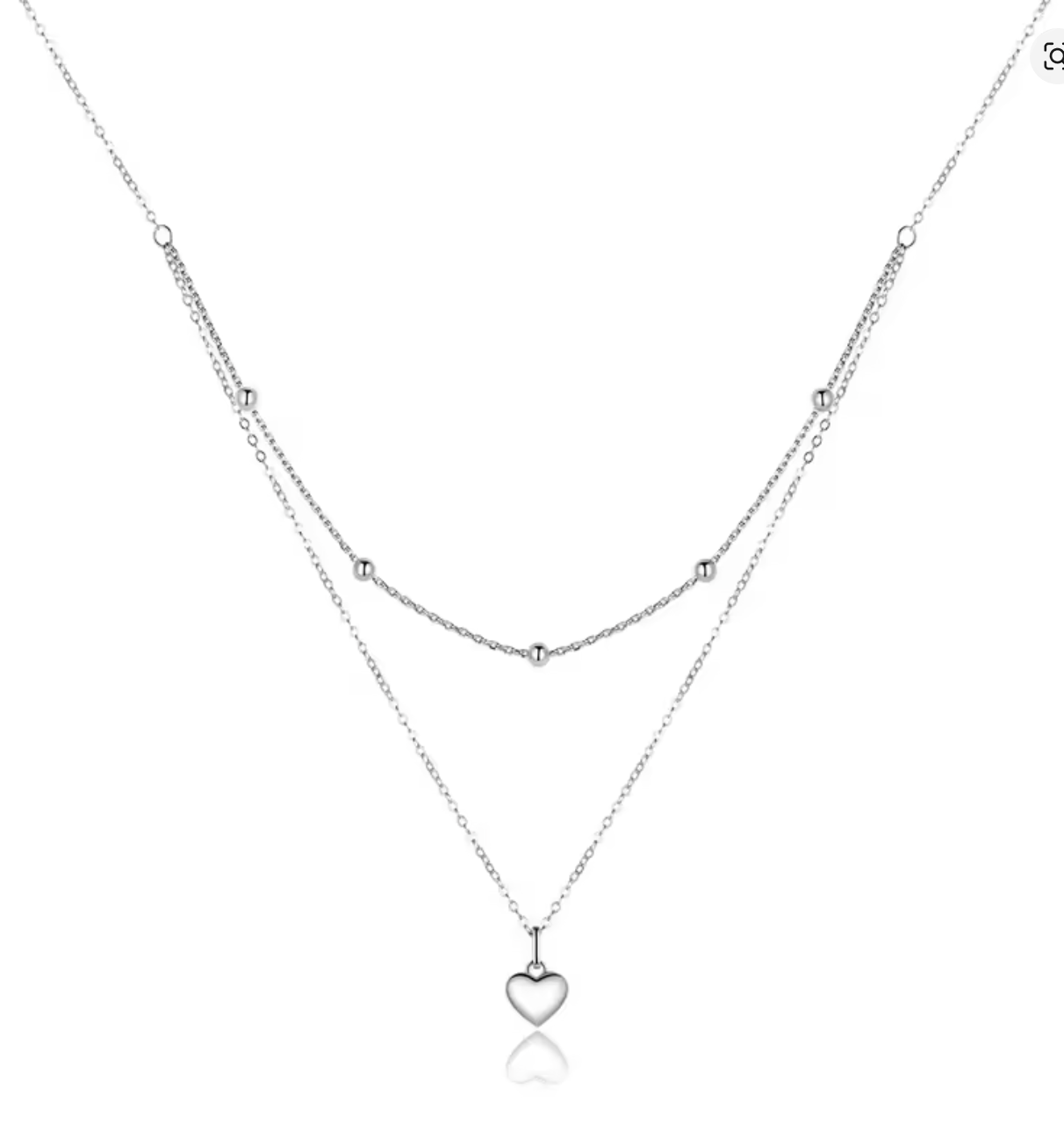 Simple Heart Necklace 925 Sterling Silver Double Layer Pendant Necklace