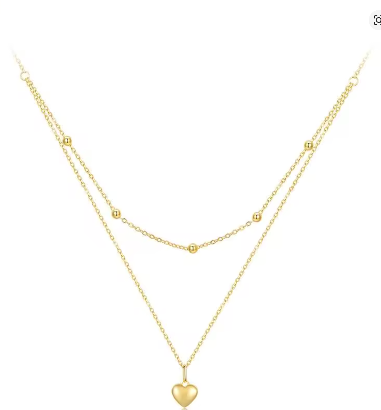 Simple Heart Necklace 925 Sterling Silver Double Layer Pendant Necklace