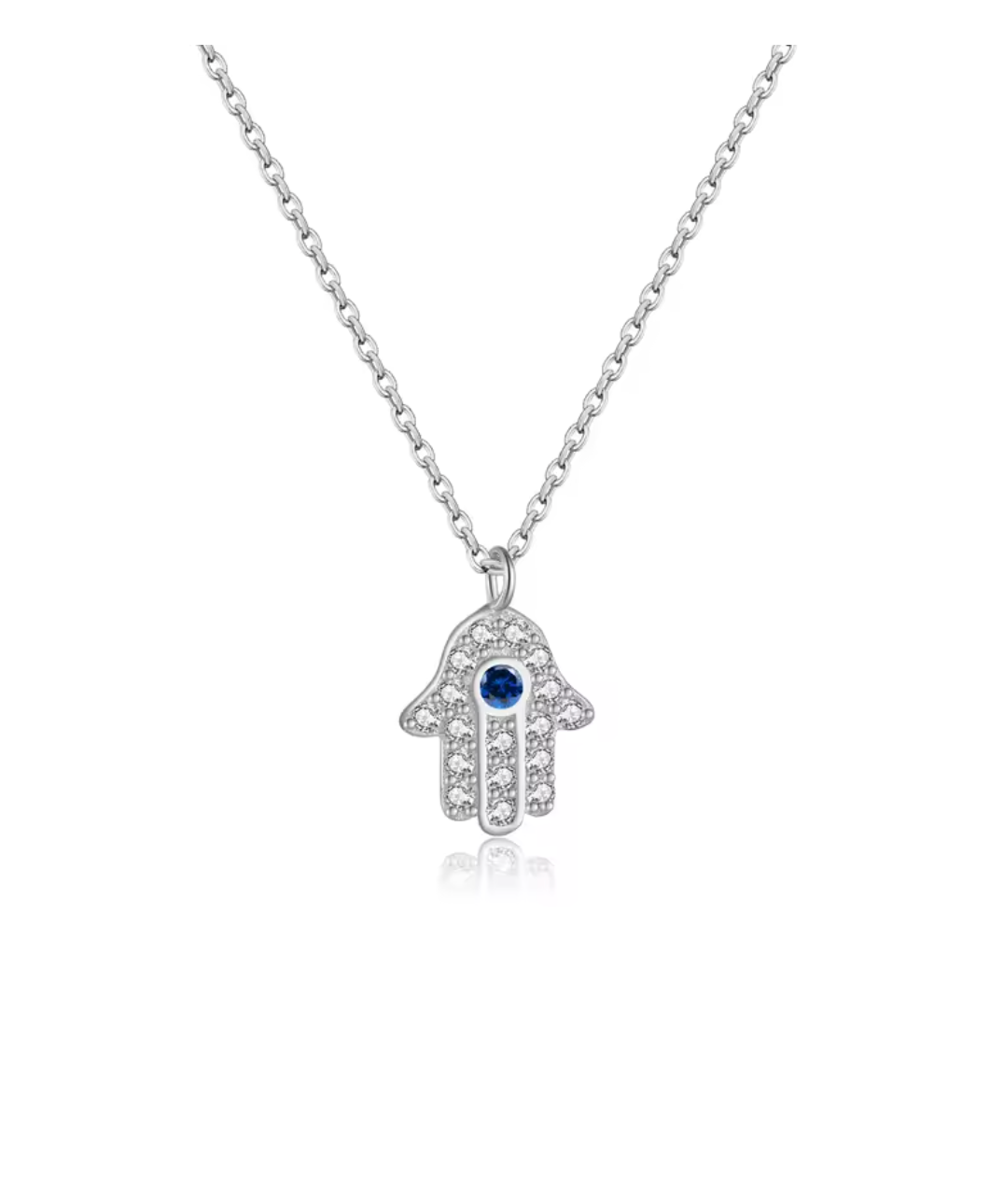 925 Sterling Silver Hamsa Hand Pendant Necklace