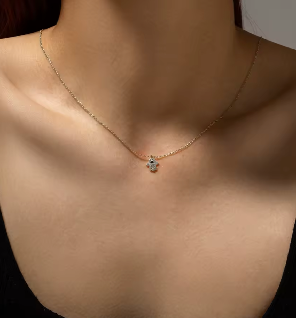 925 Sterling Silver Hamsa Hand Pendant Necklace
