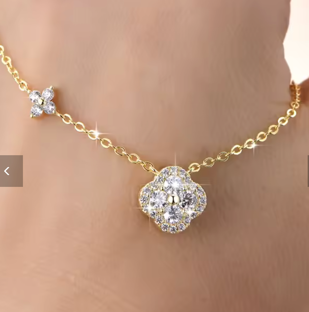 Lucky Four Leaf Clover Moissanite Pendant Necklace for Women