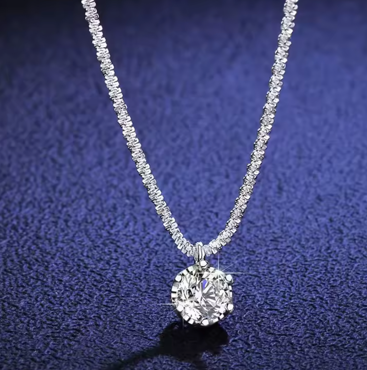 Colorful Moissanite 6 Prong Pendant Necklace