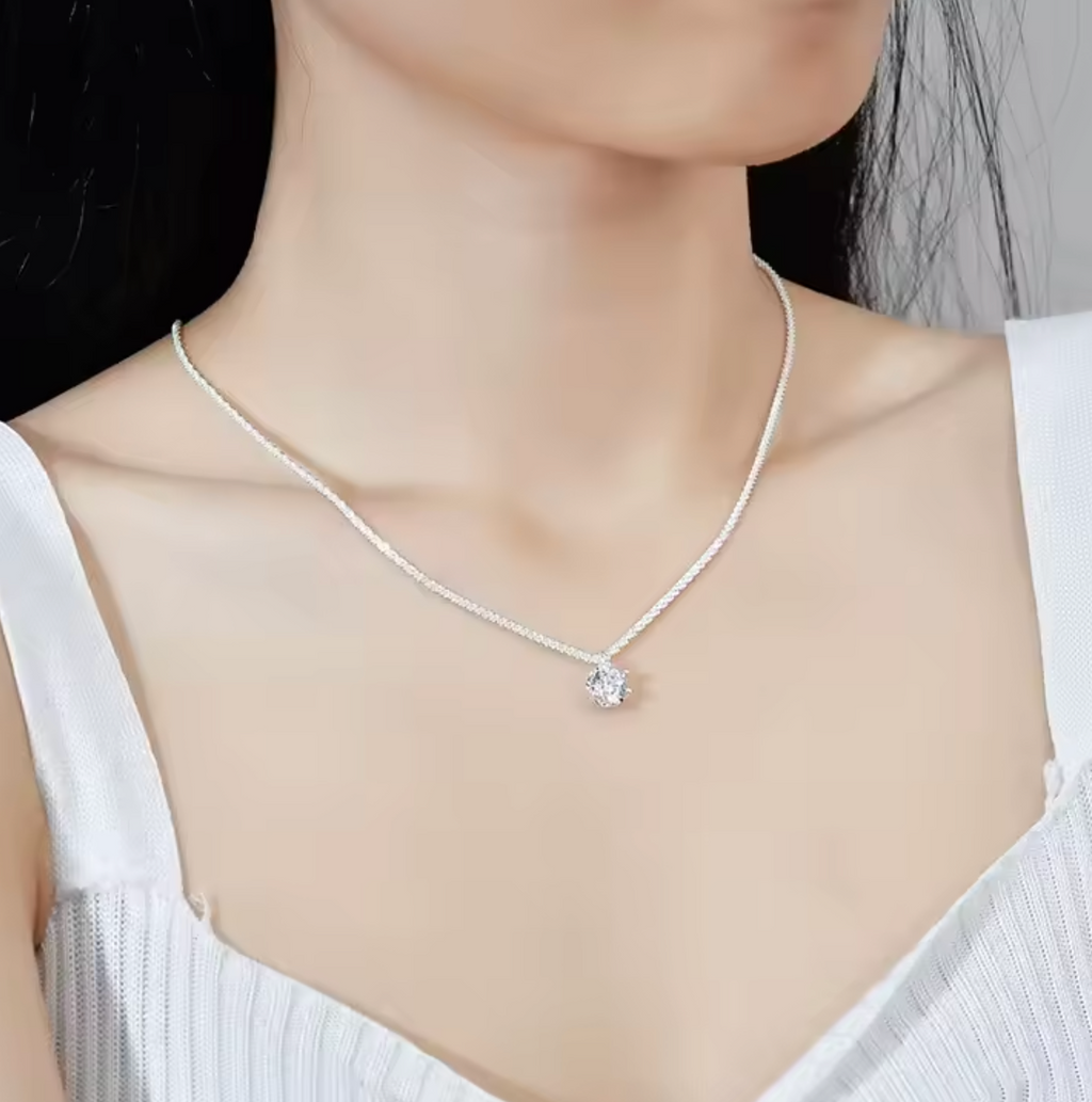 Colorful Moissanite 6 Prong Pendant Necklace
